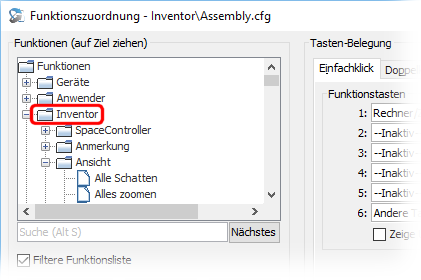 key
              configuration, Inventor