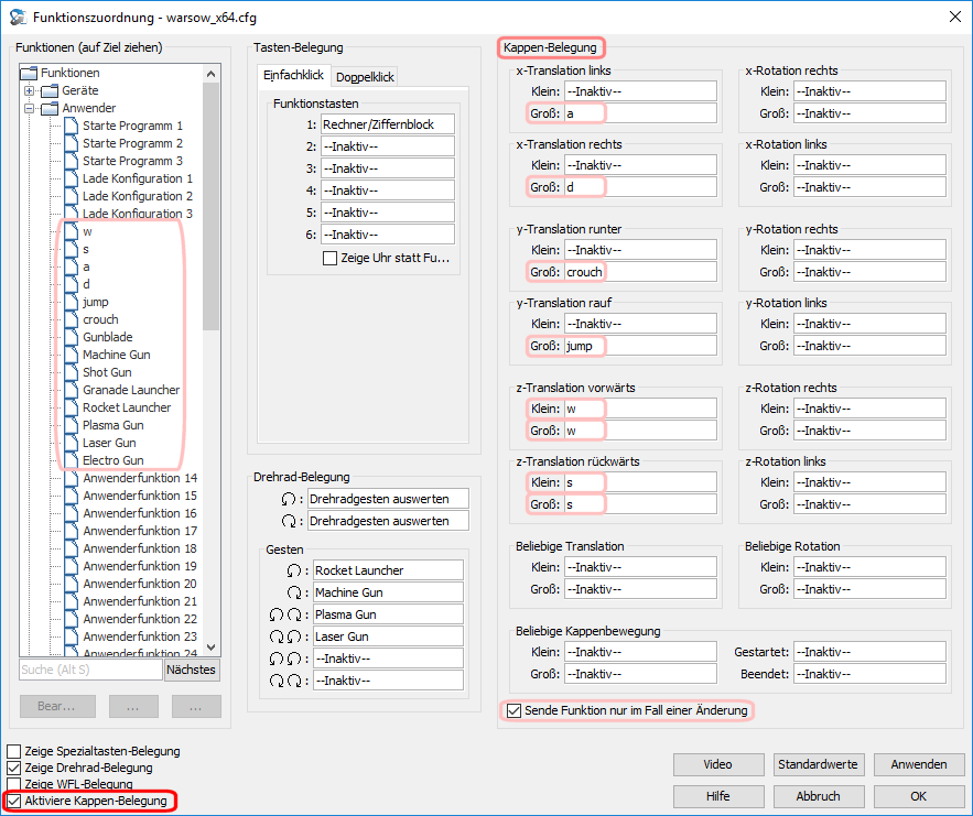 Key Configuration
          Dialog, extended